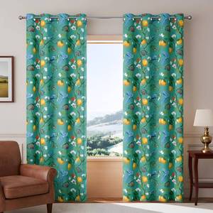 lot 1545 image: Floral Room Darkening Curtains   80% Blackout Botanical Kitchen Curtain Drapes, Boho Vintage Energy Efficient Shades  Perfect for Living Room & Bedroom, W52 xL63, 2 Panels