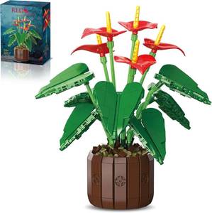 lot 1549 image: ZONECYTD Anthurium Bonsai Building Set, Compatible with Lego Plants Artificial Flowers Botanicals Collection for Women Adults 732pcs