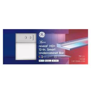 lot 1561 image: GE 12 in. Plug-In White Integrated LED Under Cabinet Light Cync Reveal Smart Color Changing Hardwired1-Pack