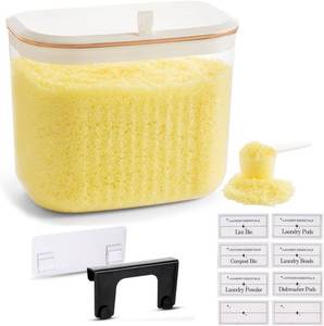 lot 1564 image: Laundry Room Organization and Storage Container - Wall & Cabinet Hanging - 7L  236oz Large Capacity - Clear Container for Laundry Pods, Detergent Powder, Beads & Dryer Balls with Scoop & Labels