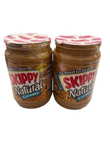 lot 1610 image: 2 Jars SKIPPY Natural Creamy Peanut Butter Spread, 7 g Protein Per Serving, 26.5 oz Jar
