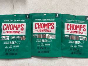lot 1622 image: 3 Bags CHOMPLINGS Italian-Style Beef Sticks - 6ct0.5oz