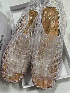 lot 1642 image: Mesh Ballet Flats with Closed Toe Comfortable Clear Adult Jelly Shoes for Casual Women Size 39