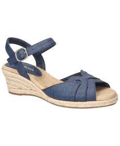 lot 1644 image: Easy Street Womens Miramar Espadrille Wedge Heel Sandals - Blue - 10M