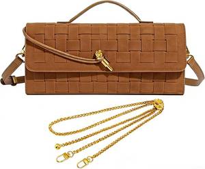 lot 1673 image: Crocodile Embossed Clutch Purses for Women with 2 Style Strap, Woven suede Evening Clutch,PU Underarm Shoulder Bag