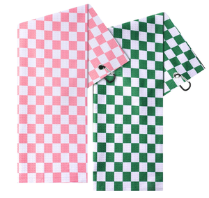 lot 1537 image: Mindsoft 2 Pieces Funny Golf Towel Microfiber Embroidered Ball Towels for Women Ball Bags with Clips Accessories Waffle Pattern for Mother Golf Fan Birthday Gifts (Red Yellow,Checkered Style) - Color Varies From Stock Photo