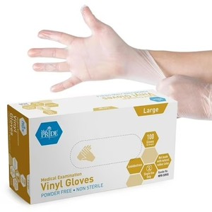lot 1674 image: Vinyl Exam Gloves Large 100pc