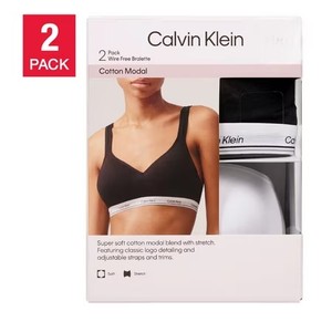 lot 1715 image: Calvin Klein Womens Cotton Modal Balance Wire Free Bra Bralette (BlackWhite, Large)