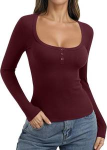 lot 1739 image: PINKMSTYLE Ribbed Square Neck Long Sleeve Top for Women Cute Y2K Fall Tops Trendy Going Out Tops Size XXL, Color White