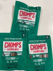 lot 1744 image: 3 Bags CHOMPLINGS Italian-Style Beef Sticks - 6ct0.5oz