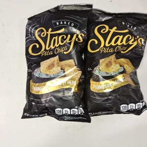 lot 1799 image: 2 Bags Stacy s No Artificial Colors or Flavors Parmesan Garlic and Herb Pita Chips Bag, 7.33 oz