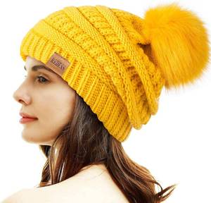 lot 1803 image: LOT OF 11 - REDESS Women Winter Pom Pom Beanie Hat with Warm Fleece Lined