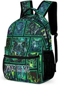 lot 1804 image: Custom Wolf Backpack for Kids Girls Boys School, 16 Inches Cute Wolf Theme Bookbag, Adjustable, Lightweight, Large Capacity, Colorful