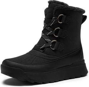 lot 1824 image: Vilanva Winter Snow Boots for Women Faux Fur Collar Ankle Booties Warm Microfleece Lining with Anti-Slip Rubber Sole Walking Outdoor SIZE 7 12