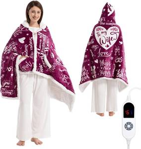 lot 1841 image: Wearable Heated Blanket Hoodie for Women, Valentines Day Gifts for Her Wife Women, Electric Throw Blanket, Heated Shawl Wraps Poncho, Mothers Day Birthday Anniversary Day Gift, To My Wife, Magenta
