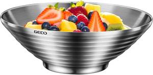 lot 1845 image: GEDO 304 Stainless Steel Serving Bowl, Double-Layer Heat-Resistant with Modern Ripple Design, Versatile for Soups, Salads & Family Meals, Ideal for Home, Outdoor Use (9.4in  24cm)