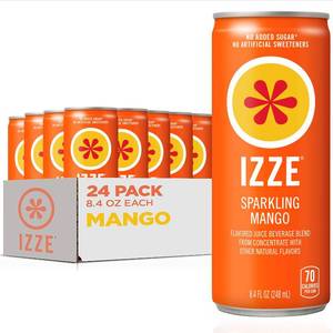 lot 1851 image: IZZE Sparkling Water Juice Beverage Blend, Mango, No Sugar Added, 8.4 FL OZ, 24 Cans