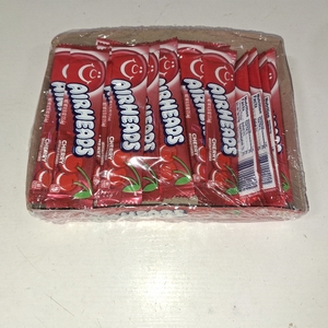lot 1869 image: Airheads Candy Individually Wrapped Regular Size Bars (.55 oz), Cherry, Nut Free, 19.8 oz, 36 Ct