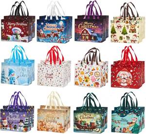 lot 1885 image: sishunhang 24 Pack Large Christmas Gift Bags 12.86.79.8, Reusable Non-Woven Jumbo Tote Bags with Handles For Christmas Surprise, Xmas Party Supplies Wrapping Shopping