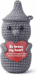 lot 1945 image: Handmade Crocheted Tin Man Doll, Graduation Gifts for Her, Him, Son, Daughter, Encouragement Gift for Friend, Be Brave My Heart Keepsake, Class of 2024, New Job, Emotional Support Desk Decor