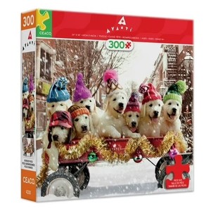 lot 1946 image: Ceaco Avanti Puppies in a Wagon 300-Piece Interlocking Jigsaw Puzzle for Adults Ages 14
