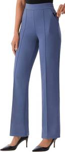 lot 1948 image: AFITNE Womens Wide Leg Work Pants High Waist Pull On Business Casual Pants Lightweight Lounge Slacks with Pockets 2931 SIZE S, COLOR IS GRAY AND WHITE
