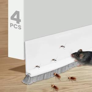 lot 1956 image: 4 Pack Door Sweep with Brush, 2x39 Self-Adhesive Under Door Draft Stopper, Bottom Seal Strip for Noise Reduction & Dust Block on Interior and Exterior Doors, Saves Energy (White)