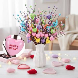 lot 1983 image: Suncalla 12 Pcs Valentines Day Decorations Conversation Hearts Picks and Spray Colorful Artificial Flowers Berry Stem Heart Shaped Branches for Gifts Wedding Candlelight Dinner Anniversary Home