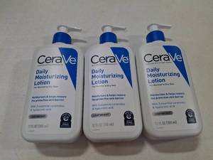 lot 1985 image: Lot of Three CeraVe  12 fl. oz. Moisturizing Lotion for Normal to Dry Skin