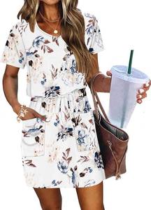 lot 1986 image: AUSELILY Womens Summer Dresses 2026 Causal Short Sleeve V Neck Tie Front Mini Short Dress with Pockets, Size XL