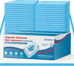 lot 1989 image: BIGGMED Tear-Resistant Incontinence Bed Pads 40 x 36 (50 Count ) with 130 Gram Heavy Duty Disposable Underpads Chucks Pads for Adults, Kids & Elderly  Protection Pads for Bed, Sofa, and Chair