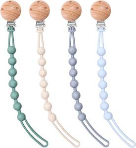 lot 2005 image: AIXMEET 4-Pack Silicone Pacifier Clip Holder, Soft Flexible Binky Clips, Food Grade Silicone Pacifier Strap with Clip, Teethers Toys Clips, for Baby Boy and Girl,One Piece Design, Bluegreen