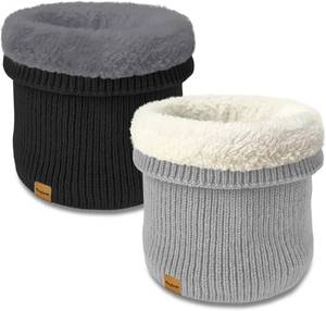lot 2015 image: Unisex Kids Fleece-Lined Ribbed Thermal Knit Neck Warmer Gaiter  Dual Layer Winter Scarf Face Cover for Skiing Hiking