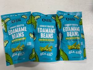 lot 2034 image: 3 Bags The Only Bean Sea Salt Roasted Edamame Beans, 4 OZ