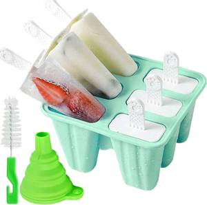lot 2048 image: Popsicle Mold,Popsicle Molds 6 Pieces Silicone Ice Pop Molds BPA Free Popsicle Mold Reusable Easy Release Ice Pop Make (Green)