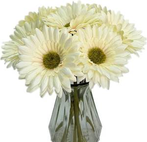 lot 2068 image: Faux African Daisies 10 Pcs - Artificial Silk Gerbera Daisies for Home, Office, Vases & Craft Projects(10pcs Cream White)