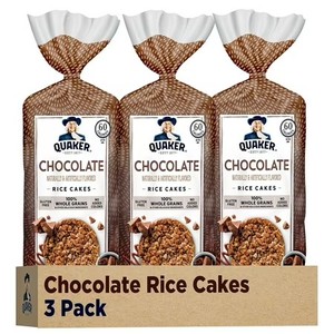 lot 2109 image: Quaker Large Rice Cakes, Chocolate, 7.23 oz Bags, (3 Pack), Gluten Free, Whole Grain, No Added Colors