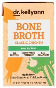 lot 1933 image: Dr. Kellyann Classic Chicken Bone Broth, Low Sodium, 16.9 Fluid Ounces (Pack Of 6)