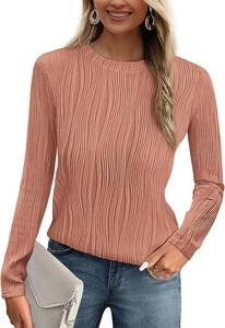 lot 2143 image: PRETTYGARDEN Long Sleeve Tops for Women Spring Fall Trendy Business Dressy Casual Shirts Crewneck Textured Blouse Clothes SIZE L
