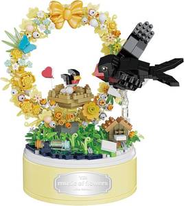 lot 2165 image: Insgen DIY Garden Toy Kit for Kids, Bird-Shaped Flower Building Set, Educational STEM Gift for Girls Boys Age 8, Rotating Music Box Craft, Birthday Present Home Decor (Yellow