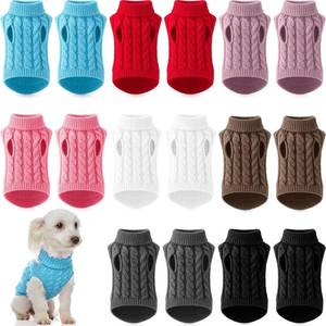 lot 2191 image: Sadnyy 16 Pieces Knit Dog Soft Sweaters for Warm Shelter Knitted Pullover Sweater Fleece Cable Knit Clothes Outfits for Winter Suitable for Stray Indoor Dog Puppies and Cats