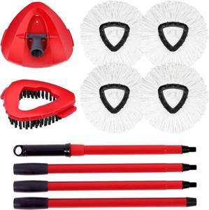 lot 2219 image: 4 Packs Spin Mop Replacement Heads Compatible with Oceda EasyWring 1-Tank System,4-Section Rotatable Mop Handle 30-58in ,Mop Scrub Brush and Base Combo Set,Mop Refills Easy to Replace and Cleaning