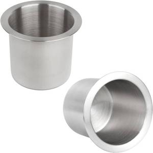 lot 2238 image: 2Pcs Black Drop-in Cup Drink Holder Silver Poker Table Drink Holder Cinema Sofa Drop-in Drink Cup Holder for Yacht Boats RV Cars and Trucks, BLACK
