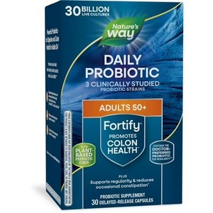 lot 2249 image: Natures Way Fortify Adults 50 Daily Probiotic Capsules, 30 Billion Live Cultures, Unisex, 30 count
