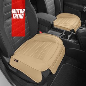 lot 2388 image: Motor Trend Car Seat Covers for Auto Truck SUV, Beige Faux Leather Front Seat Covers for Cars