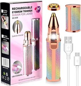 lot 2394 image: Eyebrow Timmer BlackIris Body Hair Groomers Facial Hair Trimmer Precision Detailer with Two Head, Battery Powered Double-Sided Eyebrow Razor, Compact Lipstick-Size Safe Painless Shaver