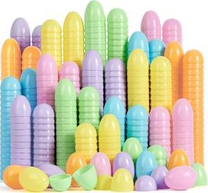 lot 2403 image: JOYIN 3.15 Pastel Easter Eggs, 200PCS Large Plastic Eggs, Empty Colorful Fillable Eggshells for Easter Hunt, Party Favor, Basket Stuffers Filler, Classroom Prize Supplies