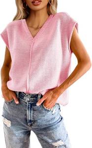 lot 2414 image: Saodimallsu Womens V Neck Cap Sleeve Lightweight Knit Sweater Top SIZE M