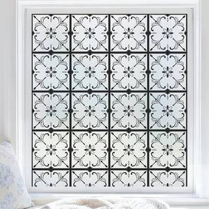 lot 2424 image: Coavas Privacy Window Film Static Cling, Decorative Frosted Cover for Glass Door & Windows, No Glue Needed Reusable, Fade & Glare Protection for Furniture, Home Office (Black,17.5x78.7 in)
