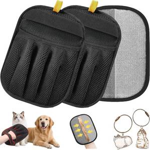 lot 2430 image: 3pcs Upgraded Five-Finger Pet Hair Removal Glove, Electrostatic Reusable Tool for Cats & Dogs, Effortless Hair Remover for Carpet, Clothing, Couch, Car Seat